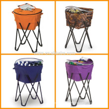 Pop-Up Tailgating Cooler removable and collapsible Portable cooler tub stand with metal legs and 100% polyester cover
